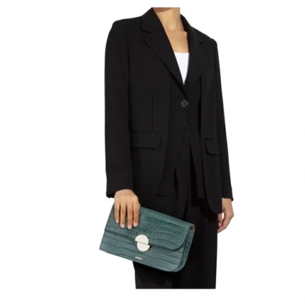 NEW JASON WU ORBIT SAGE LEAF GREEN LEATHER CROC EMBOSSED BAG AUTHENTIC - Picture 3 of 16